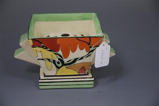 A Clarice Cliff Honolulu shape 515 flower vase, c.1933, W. 22cm